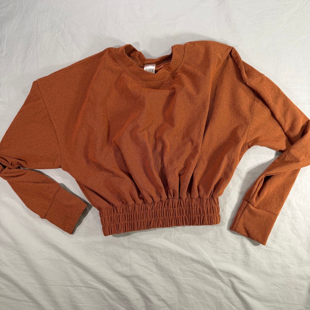 Five‎ Dancewear Youth Large Terracotta Rust Cropped Smocked Waist Sweatshirt YL